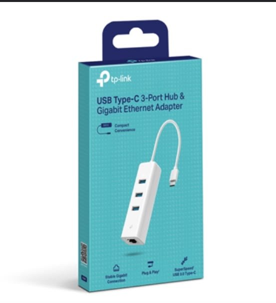 ADAPTER TYPE-C HUB WITH EHERNET PORTS 3 PORTS