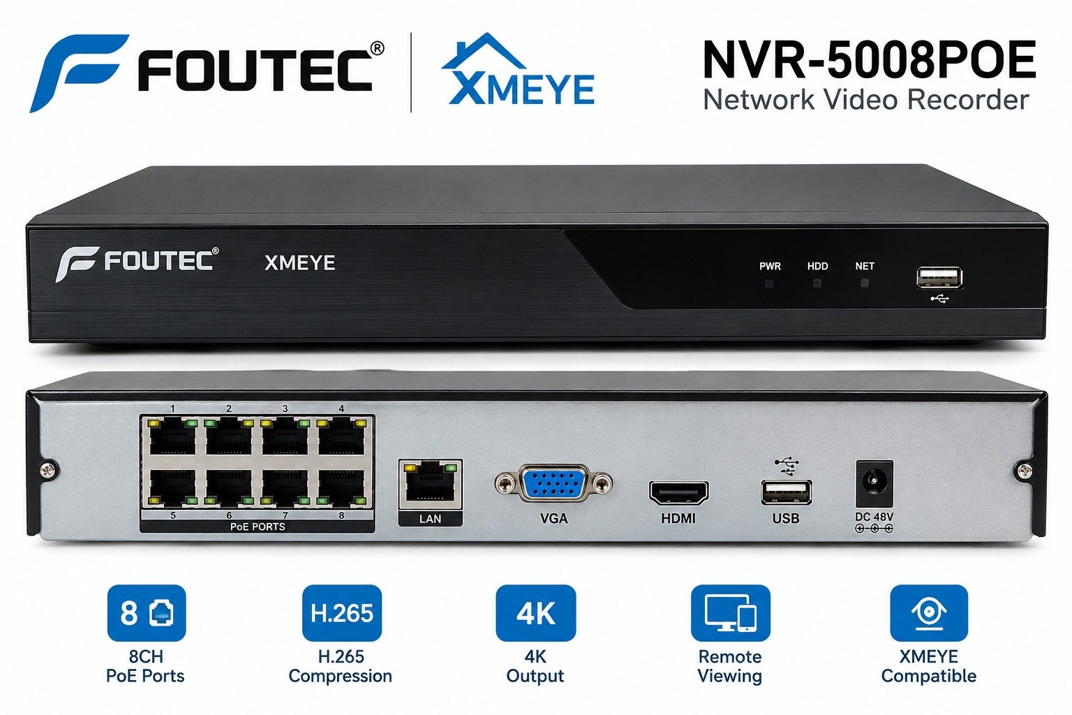 FOUTEC XMEYE NVR-50 08POE