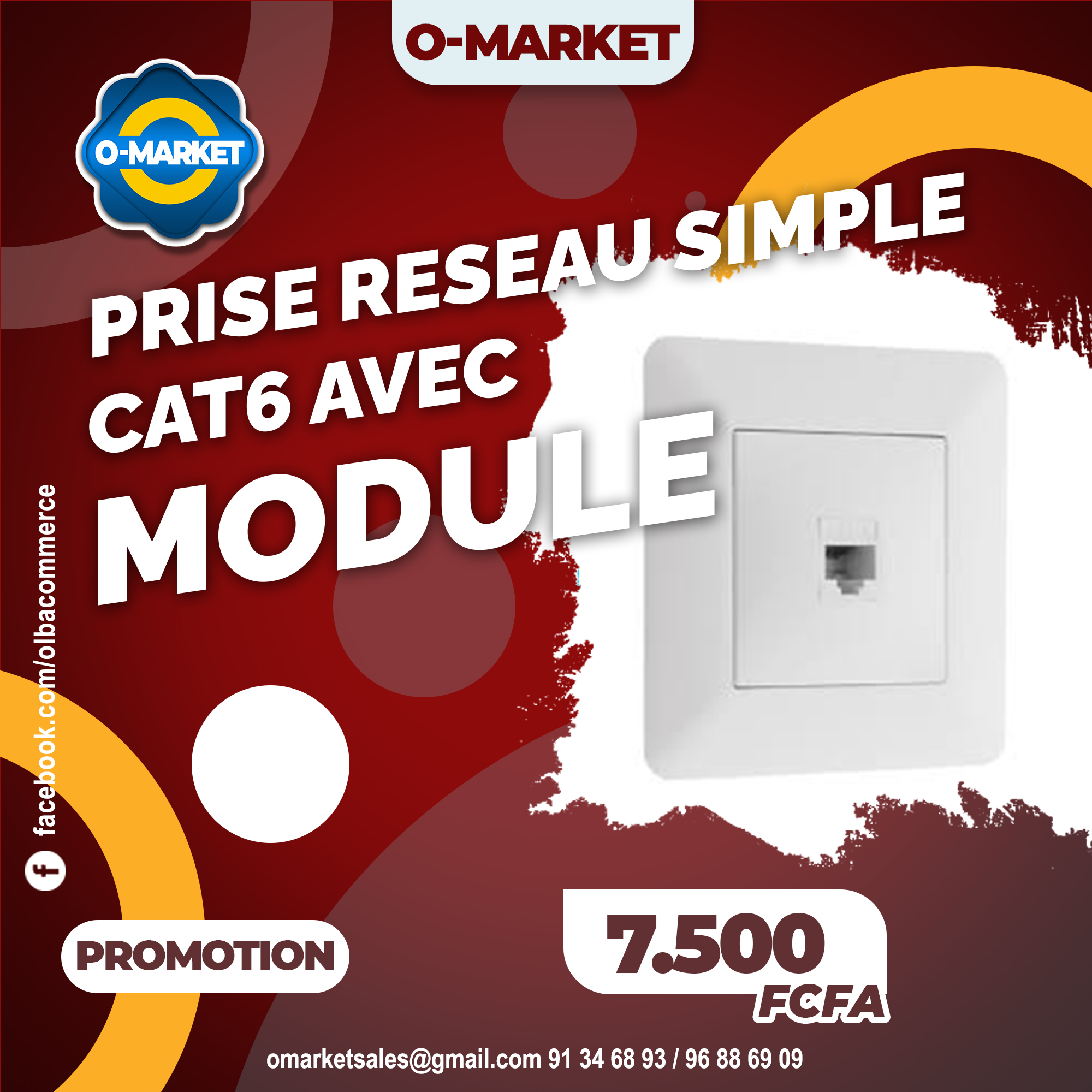 Prise réseau simple cat6